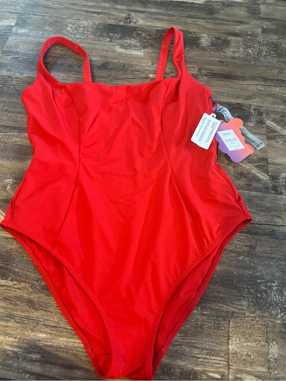Vibrant Red One-Piece Swimsuit with Scoop Neck